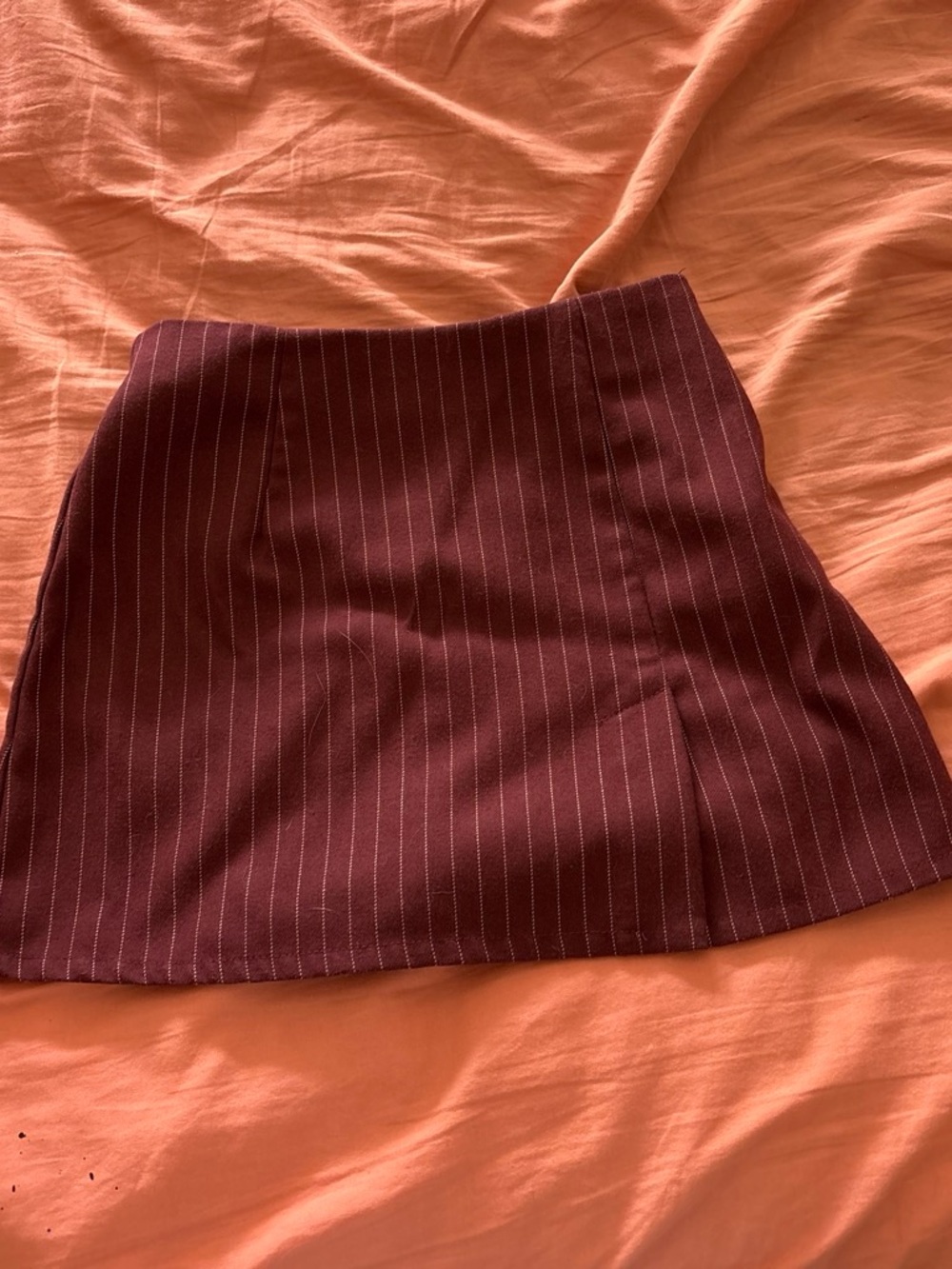 Brandy Melville Burgundy Pinstriped Mini Skirt